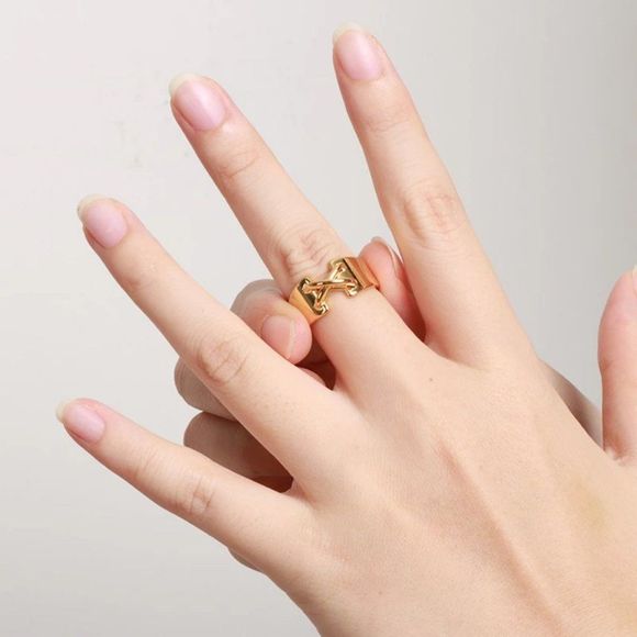 Cross Design Gold Plated Ring, Size 7 - Picture 9 of 11